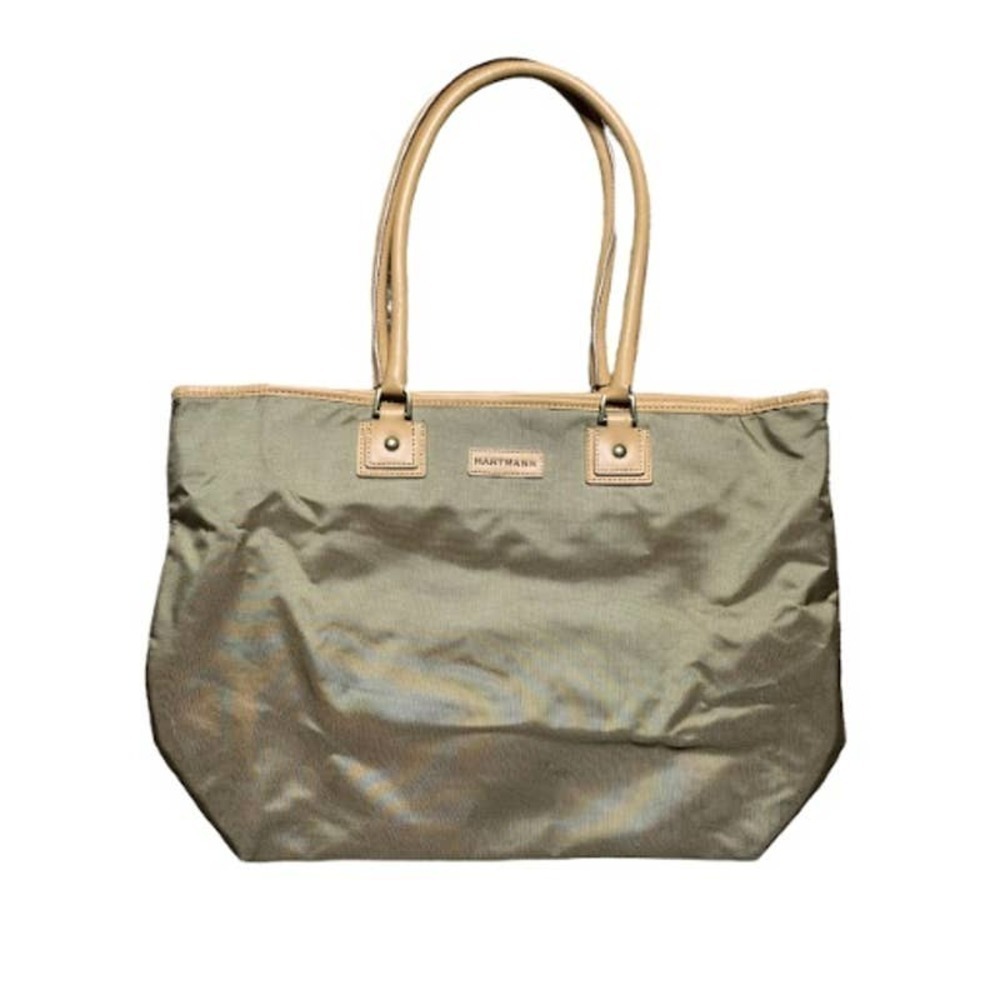 Hartmann Womens Cream Brown Tote Bag Shopper Handbag Canvas Zip Top VERY CLEAN